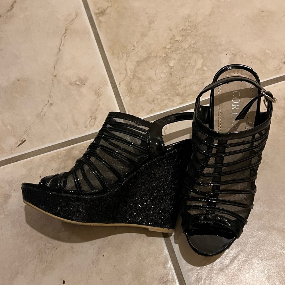 Sparkly wedge heels